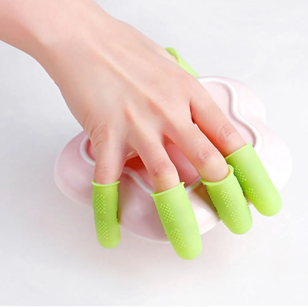 12Pcs Silicone Finger Covers Protective Anti-Scald Anti-Scratch Elastic Reusable Finger Protectors for Home Store Green Blue
