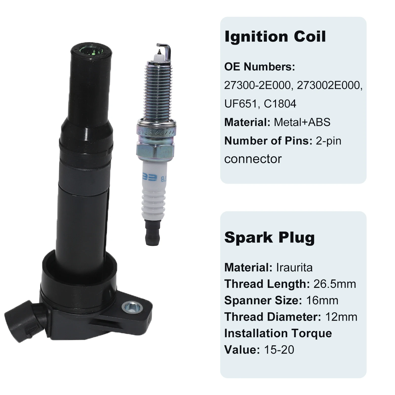Ignition Coil Spark Plug Kit For HYUNDAI SONATA 2.0 2011-2019 ELANTRA i30 i40 ix35 TUCSON KIA CERATO SPORTAGE OPTIMA 27300-2E000