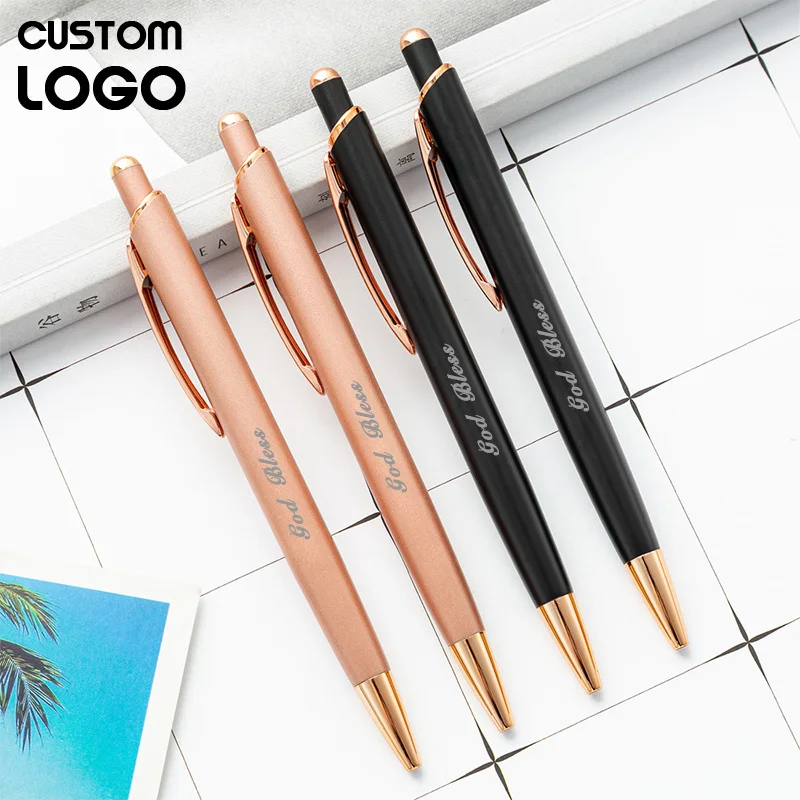 

5 шт. персонализированных металлических шариковых ручек с гравировкой логотипа, школьные принадлежности, офисные ручки для подписи, рекламные подарки, рекламные ручки