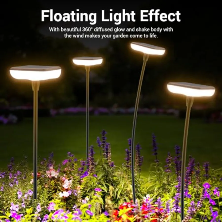 Solar Pathway Lights Outdoor Solar Powered Garden Lights 12H Long Lasting Auto On/Off Solar Swaying Light IP5 Waterproof for Pl