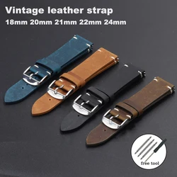 Calfskin Genuine Leather Watchbands Quick Release Watch Band 18mm 20mm 21mm 22mm 24mm Handmade Stitching Smartwatch Strap