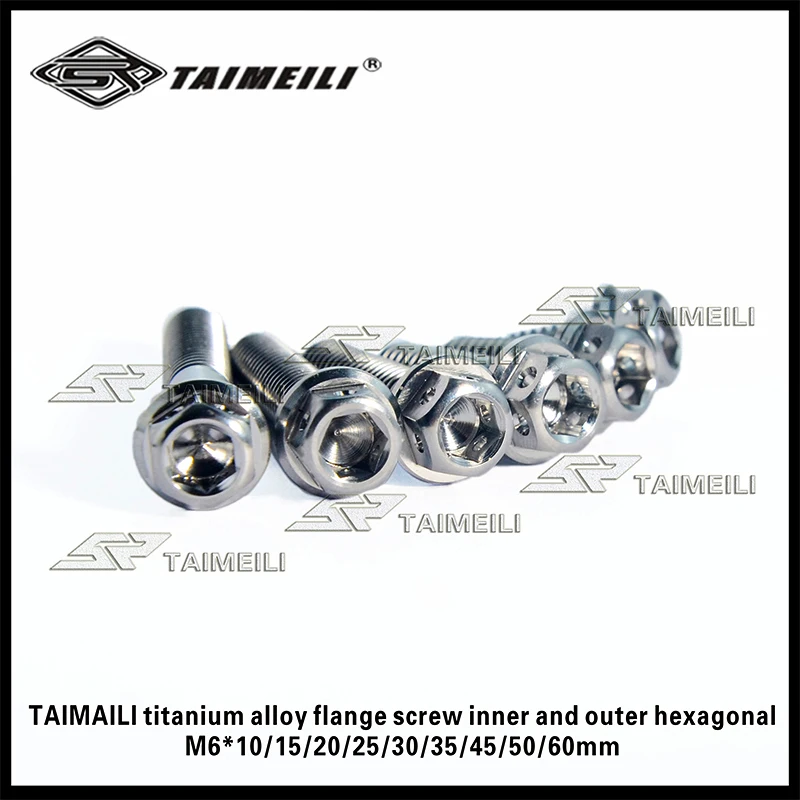 TAIMAILI titanium alloy flange screw inner and outer hexagonal silver M6x/10/15/20/25/30/35/45/50/60mm motorcycle repair screw