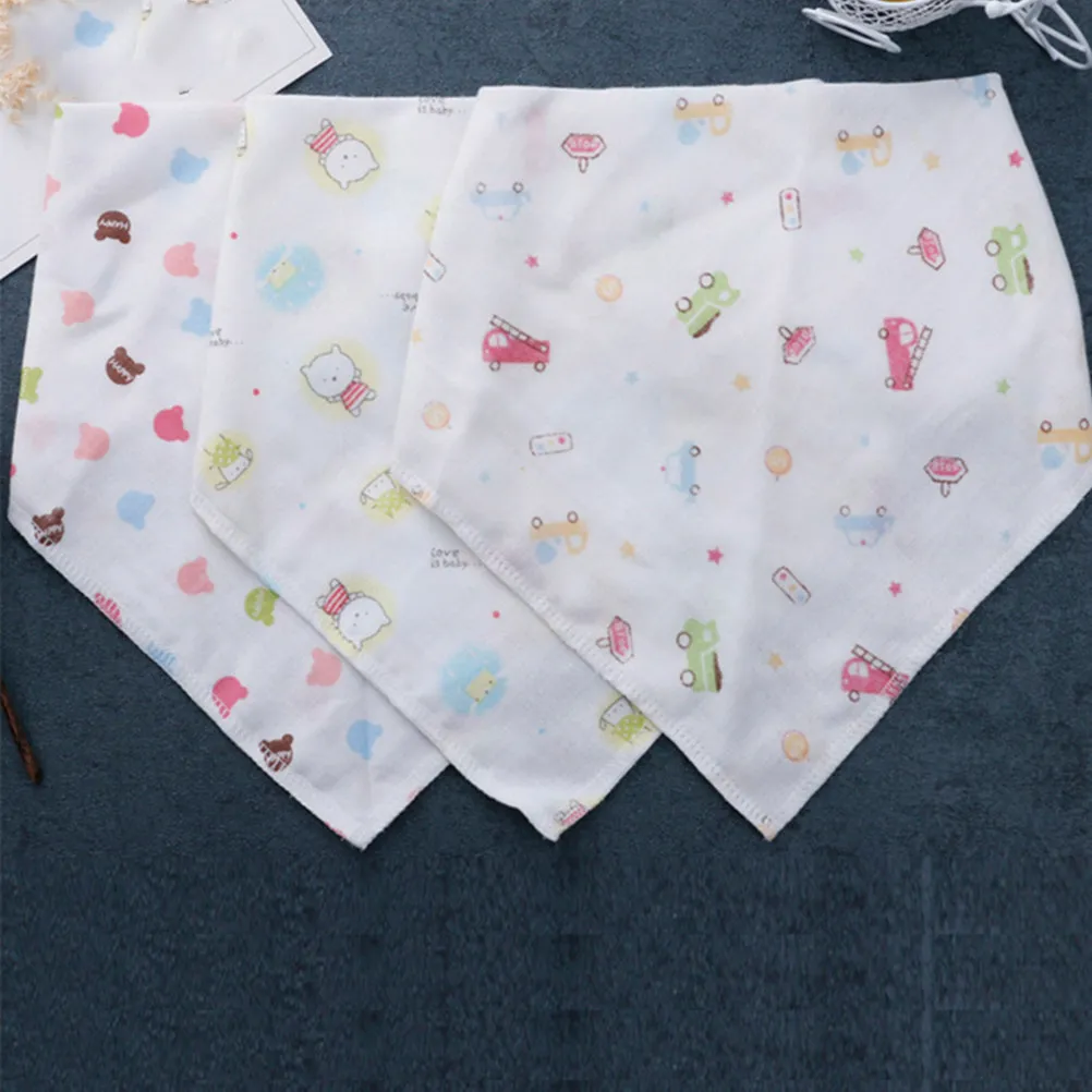 

30x30cm Cotton Drool Bib Double Layer Gauze Absorbent Baby Bibs for Infant Sided Printed Triangle Bandanna Birthday