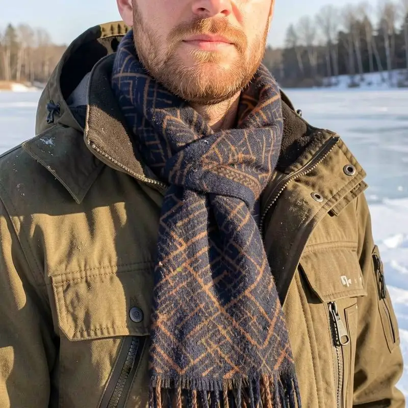 Wrap portable thick weave merino wool for off-road trip winter neck protector cold outdoor men winter Wrap