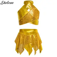 Ropa de baile de Ballet con lentejuelas para niñas, leotardo de baile latino, traje de gimnasia rítmica con borlas, traje de actuación de baile de Jazz