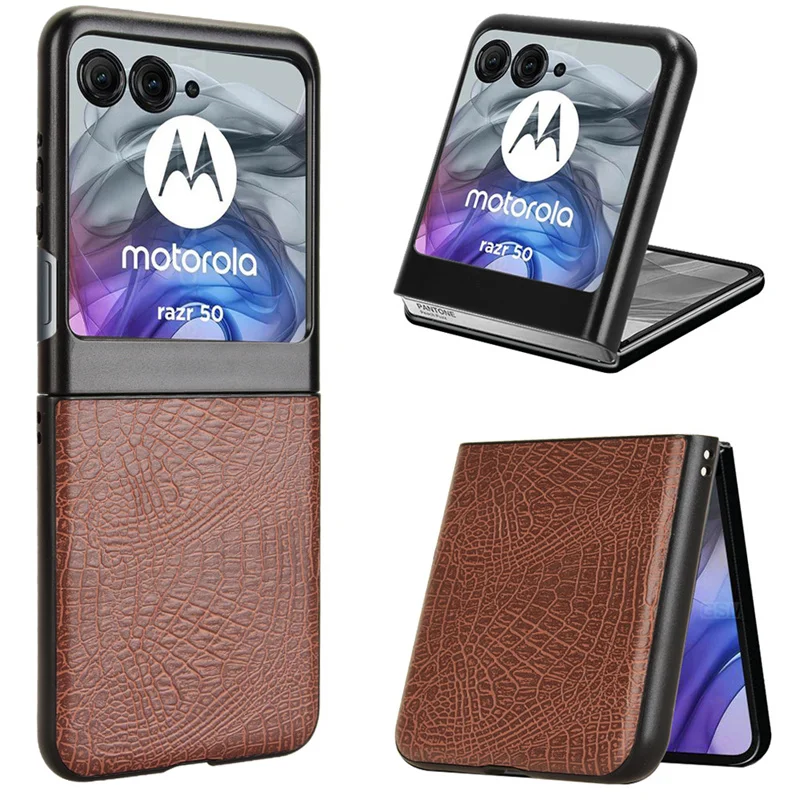 For Motorola Moto Razr 50 XT2453 Case Crocodile Grain PU Leather Skin Matte Hard Back Cover Phone Case for Moto Razr 50 Razr50