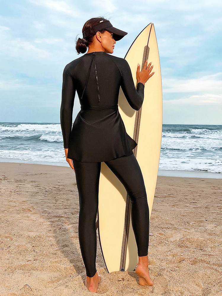 Peachtan muslim modest swimwear whole swimwear full body swimwear women 2024 new long sleeve swimsuit black bathing suits ladies