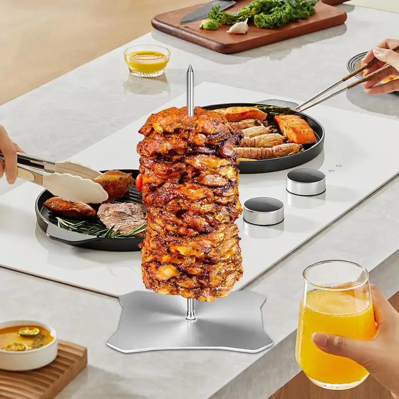 Vertical Skewer Stainless Steel Vertical Skewer Stainless Steel Meat Stand for Al Pastor Tacos Chicken Kebab Shawarma Smokers