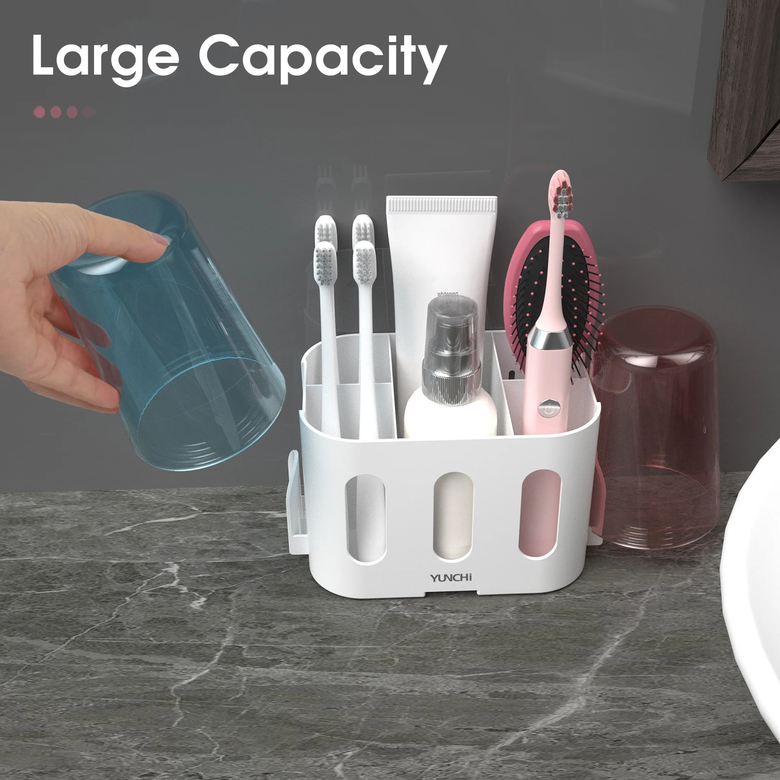 Storage Toothbrush Holder Bathroom Electric Toothbrush Holder Stand Toothpaste and Cosmetic Wall Mountable Bathroom Organiser