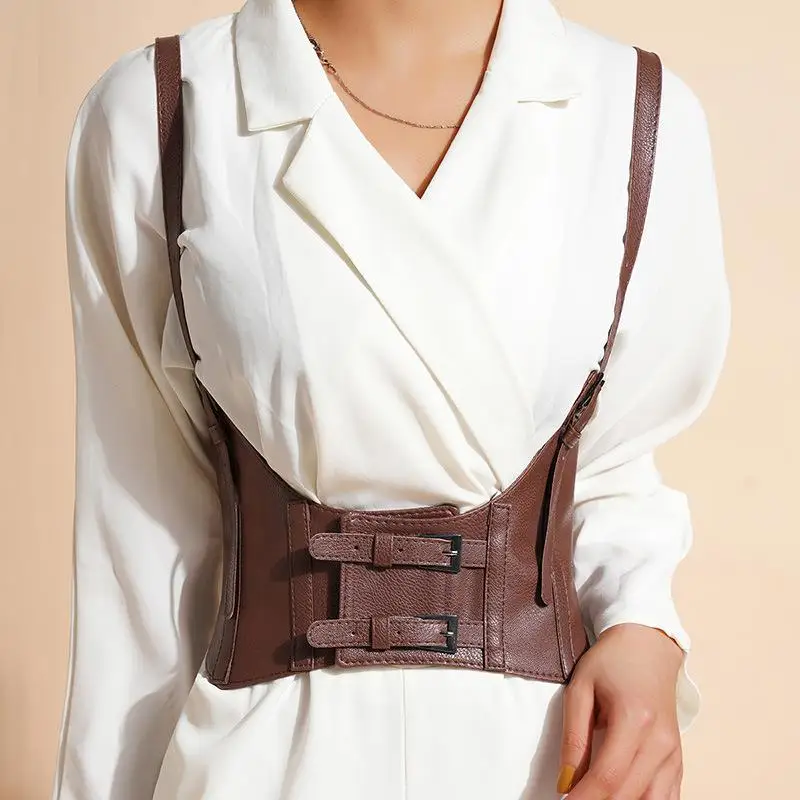 1 قطعة مشد تحت الصدر للنساء حزام خصر بولي Leather جلد قابل للتعديل الشرير Cummerbund حزام عريض لفستان زي Cincher