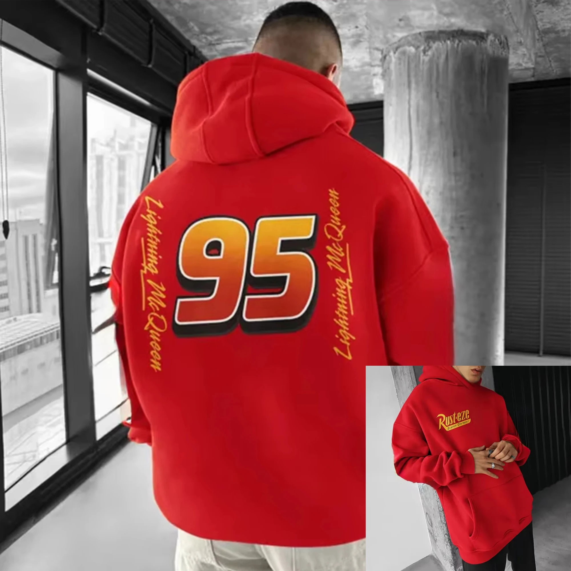 Lightning Mcqueen 95 Hooded Pullover For Men And Women Autumn And Winter Long Sleeved Sweatshirt Loose Oversized Casual Jacket