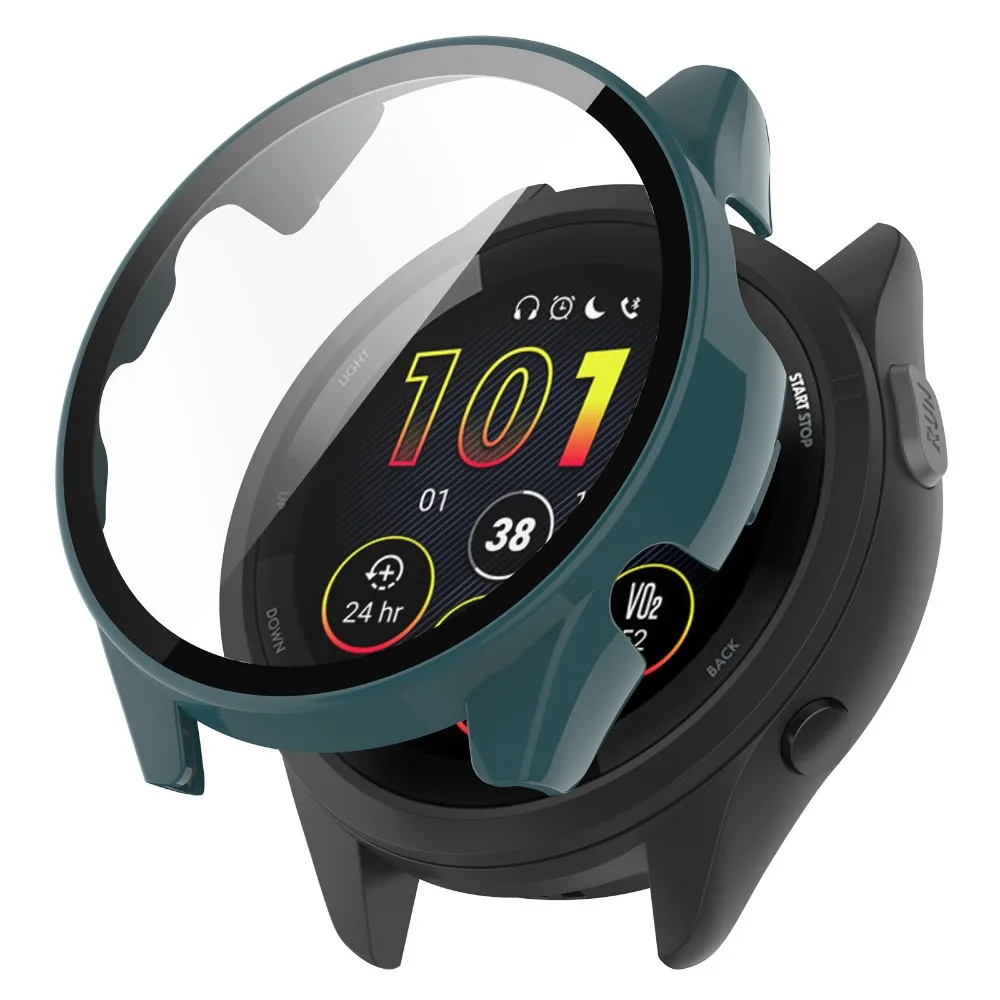 PC-Gehäuse gehärtetes Glas für Garmin Forerunner165 /165 Musik Active Full Cover Displays chutz Smartwatch Stoßstange Reinigung Baumwolle