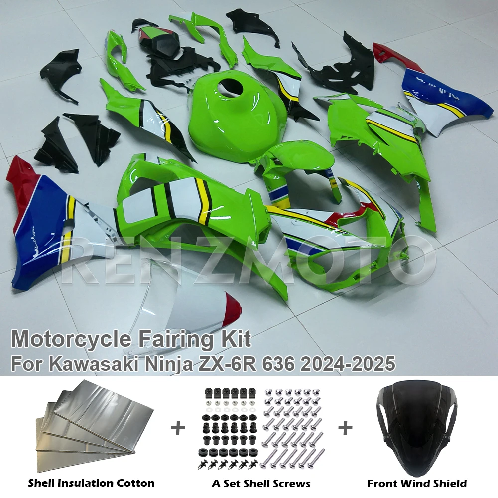 

For Kawasaki ZX6R 636 ZX-6R 2024 2025 Motorcycle Plastic Shell Fairing Bodywork Set ZX636 ZX-6R ZX 6R Green, Black, White