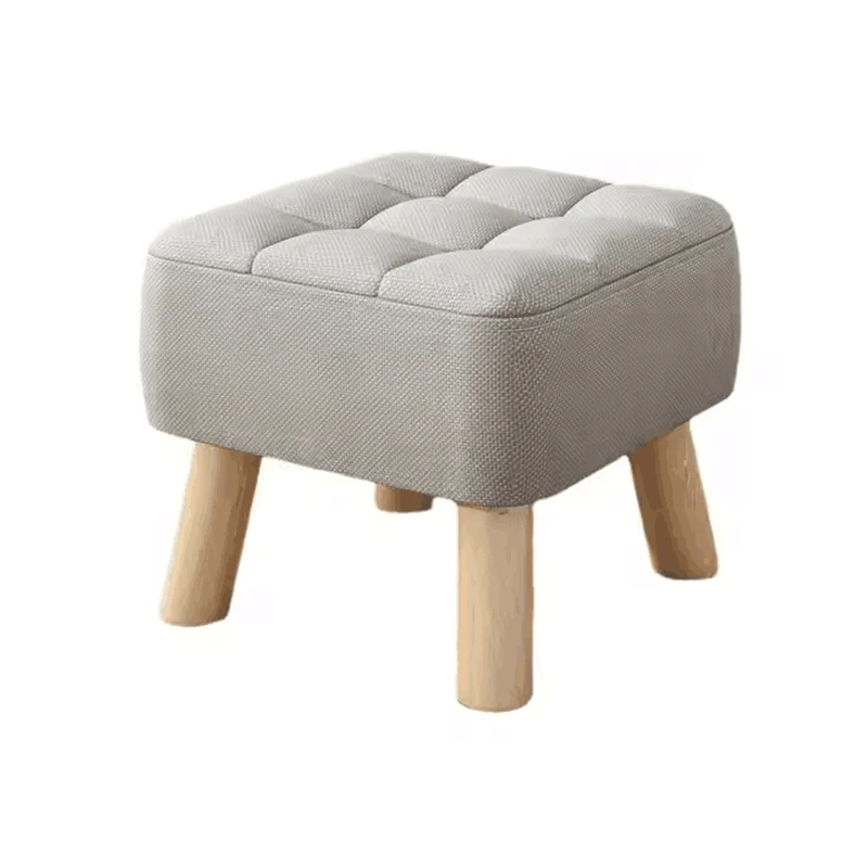 

Solid Wood Footstool Upholstered Seat Small Sofa Shoe - changing & Tea - serving Bench Round - foot Shoe - changing Stool Foo