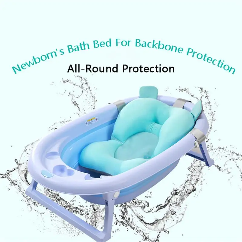 Baby Shower Bath Tub Pad Non-Slip Bathtub Seat Support Mat New born Safety Security Bath Support Cushion Foldable Soft Pillow