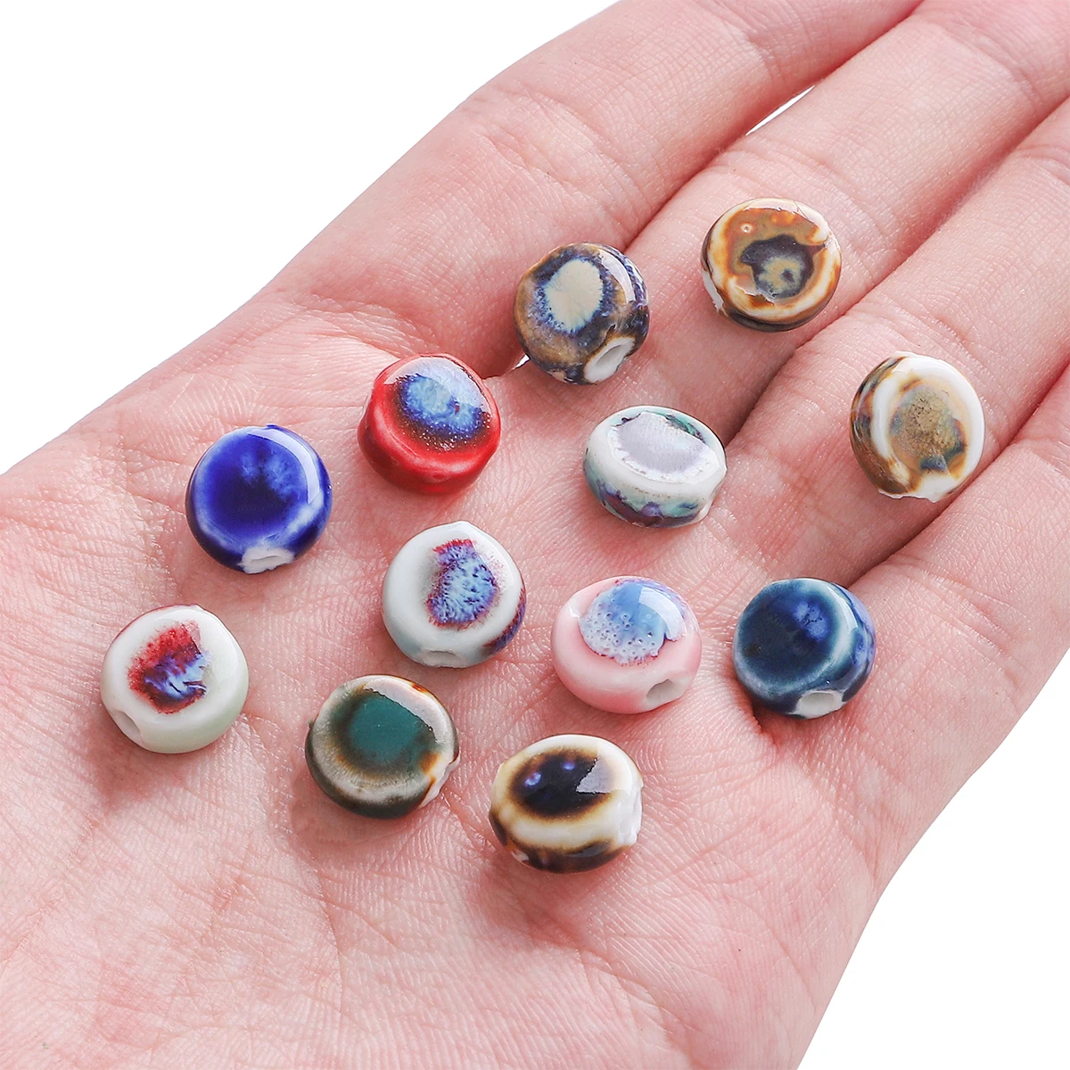 10Pcs/Bag 11mm Round Ceramic Porcelain Loose Spacer Beads  for DIY Crafts Bracelet Necklace Earring Jewelry Making