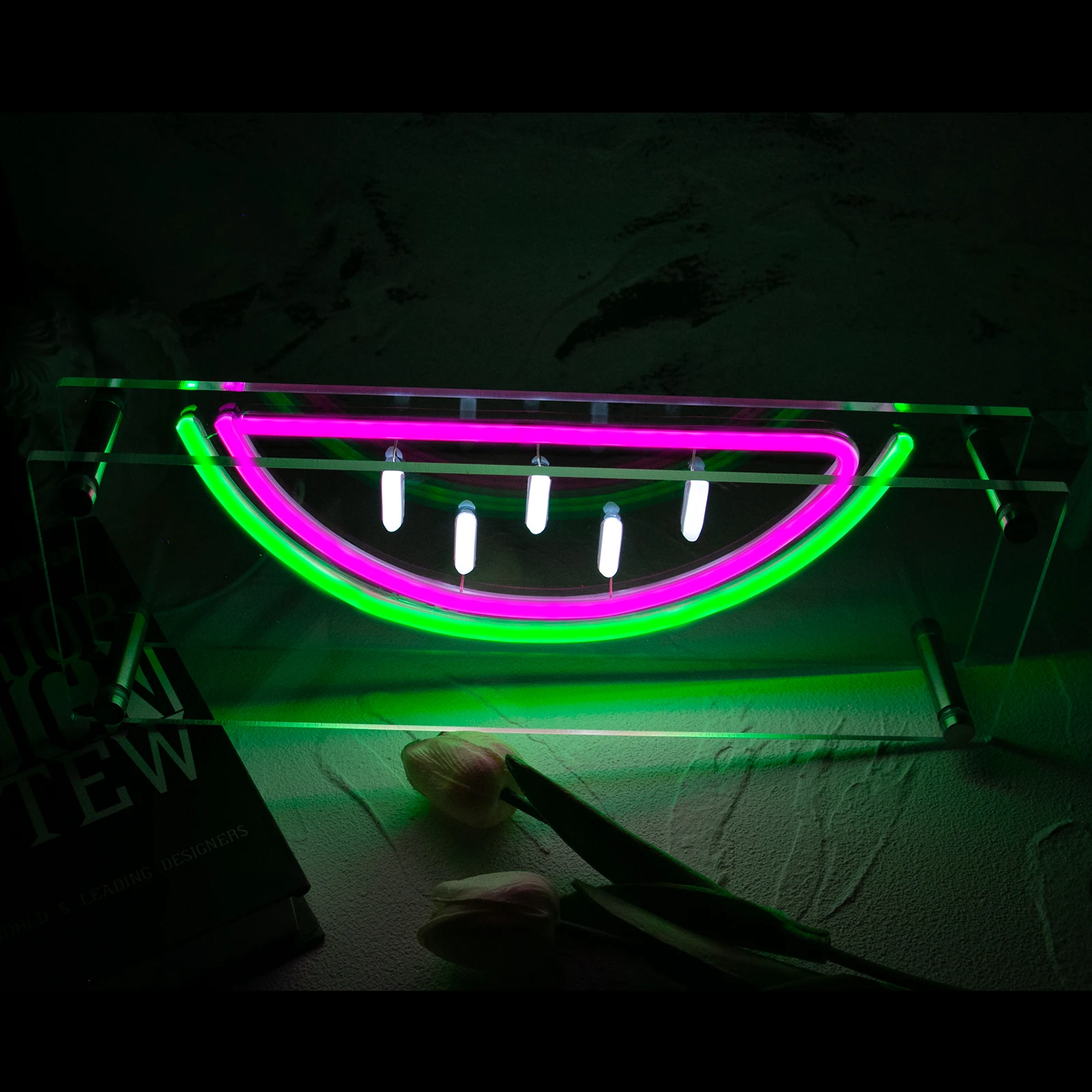 LED Watermelon Shaped Neon Sign USB Power Supply, Fruits Neon Light For Bedroom Wedding Birthday Party Game Room Home Wall Decor