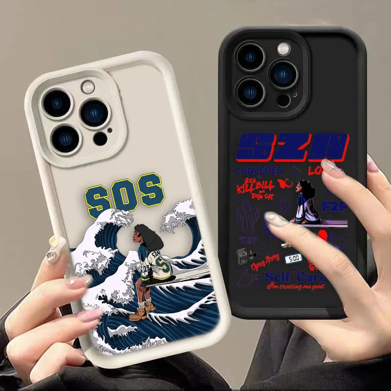 

Singer SZA SOS Phone Case For IPHONE APPLE 17 AIR 16 16E 11 12 13 MINI 14 15 8 7 XR Plus Pro Max Silicone Cover Case Funda Capa