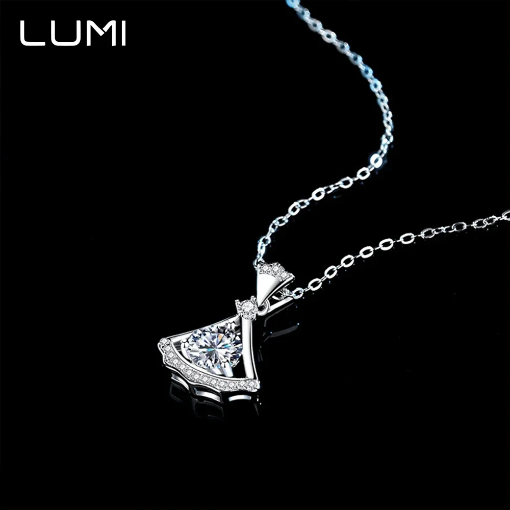 

Модный кулон в форме юбки из стерлингового серебра 925 пробы с муассанитом 1 карат - супер изысканные женские цепочки для вечеринок, свадебные ювелирные украшения