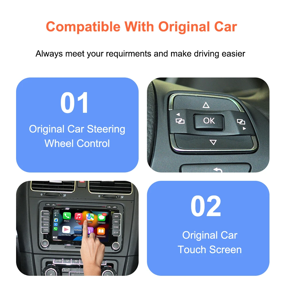 Bonroad Wireless Carplay Android Auto Nachrüst-Kits Modul für Volkswagen Passat B6 B7 Golf 6 RNS510 Serie Airplay Mirrorlink – Detail 9