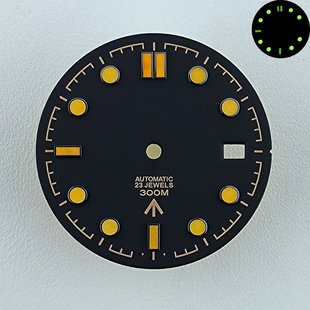 31mm NH35 Dial S logo Watch dial Custom logo Blue/Yellow Luminous dial Suitable for NH35 NH36 movement watch accessories