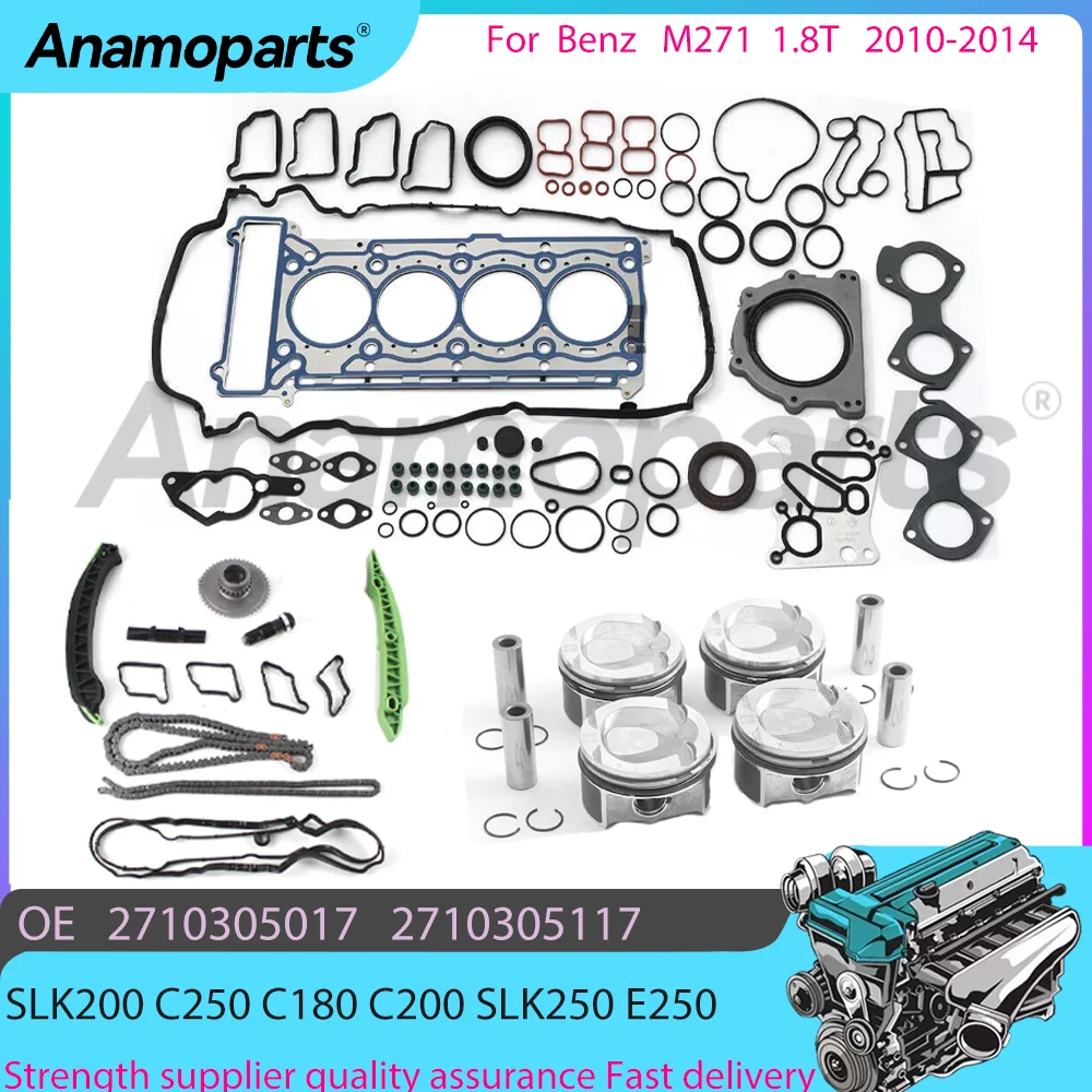 OverCarlRebuild Kit de joints de moteur, Johonneur d'étanchéité, Mercedes-Benz M271 1.8 L T SLK200 C250 C180 C200 GAS DOHC 2710501400, 10-14 1.8L
