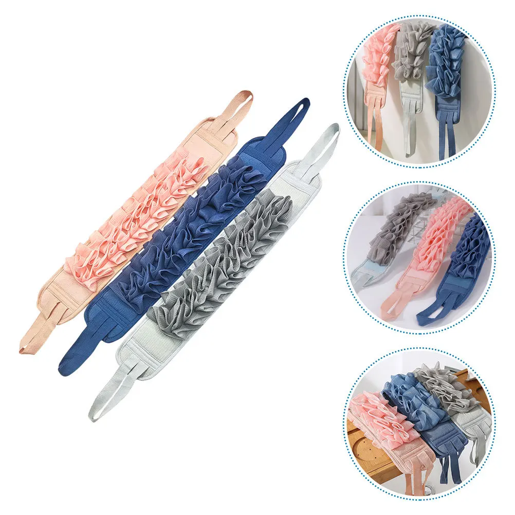 

3Pcs Double-Side Bathing Scrubber for Shower Exfoliating Strap Gentle Mesh Deep Cleaning Accessory Back Scrubber for Shower