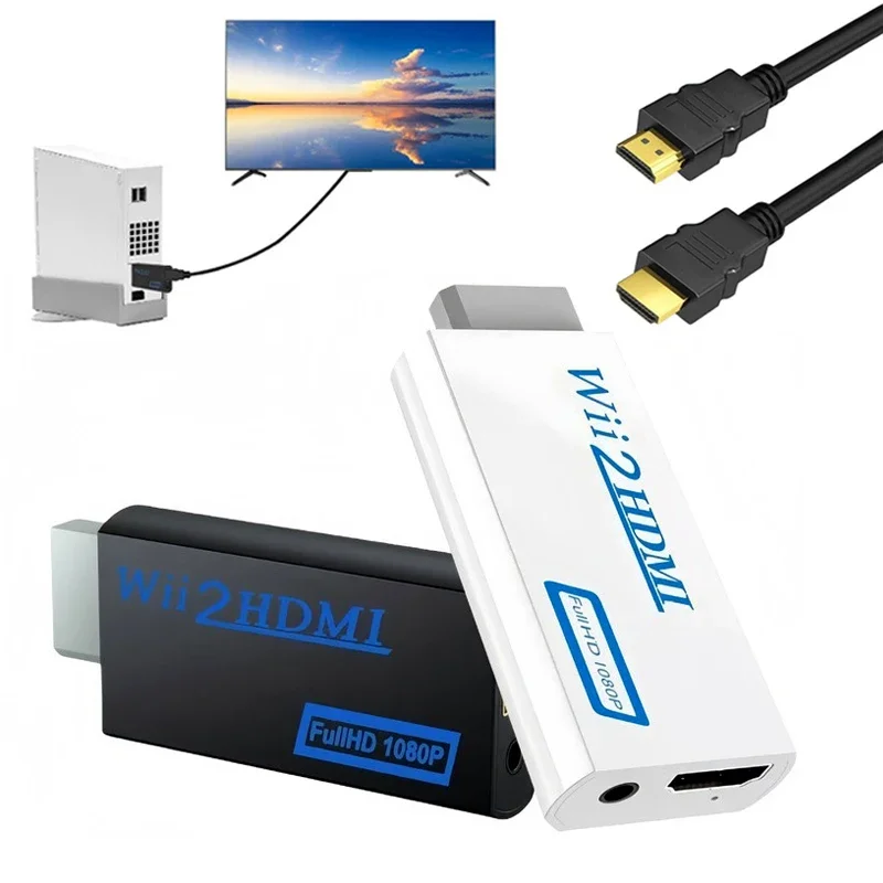 For Wii to HDMI Converter Adapter with 1M HDMI Cable Support 720P HD Video Audio Cable Plug & Play for Wii2 Console HDTV Monitor
