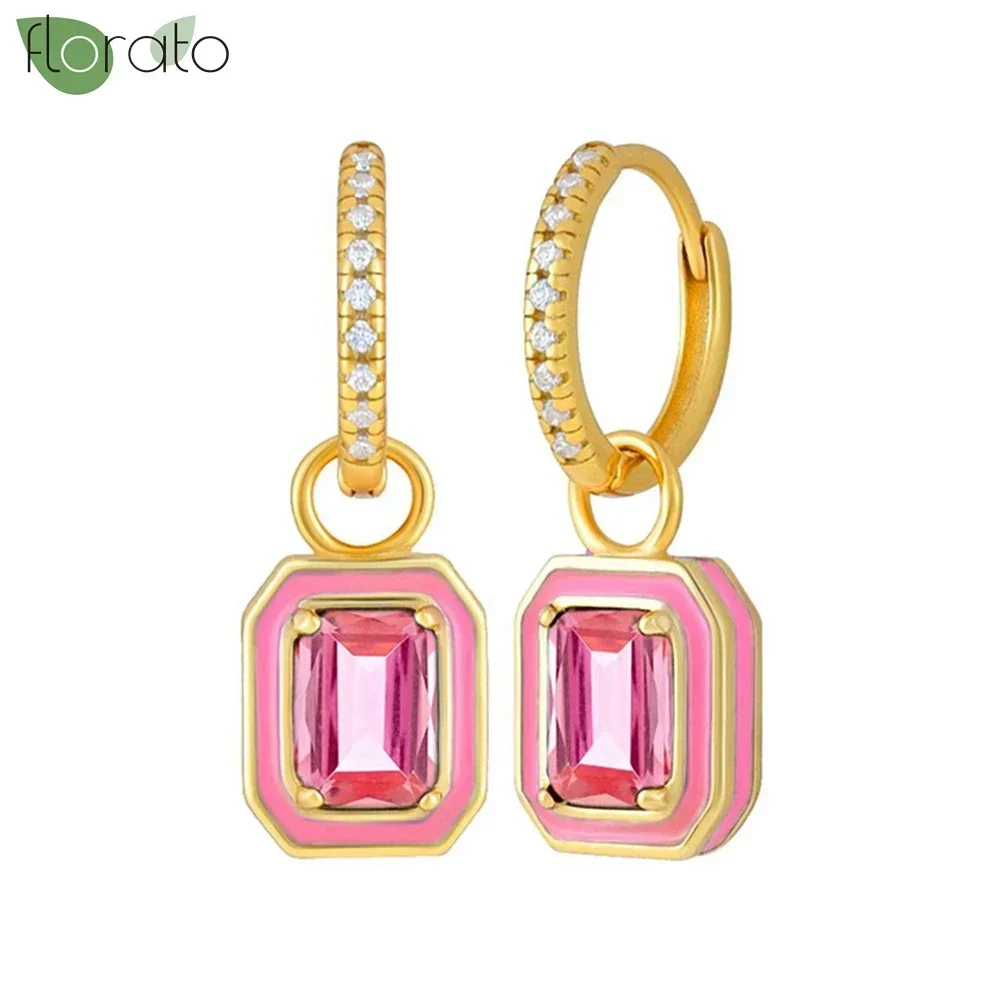 Orecchini pendenti in argento Sterling 925 con ago carino rosa zircone cuore orecchini a cerchio in oro moda per gioielli da sposa da donna 2023