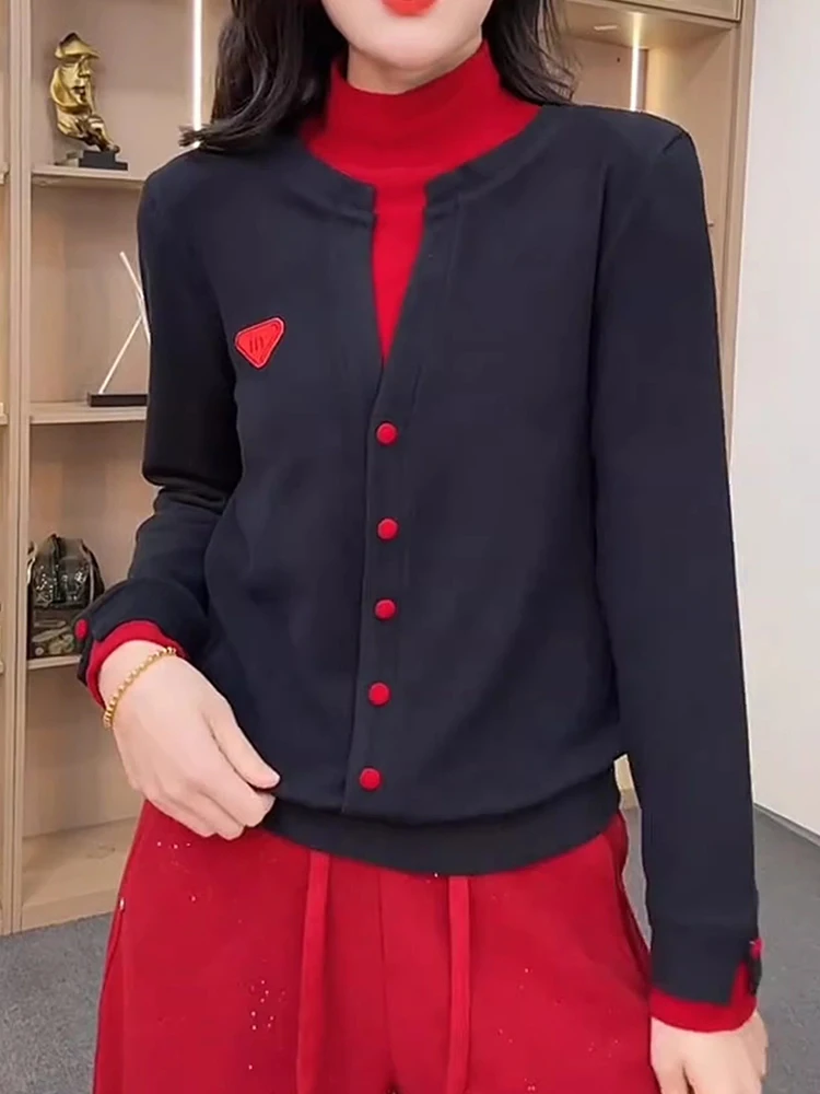 

Slimming Korean Sle Knitted Top f High Collar Color Blo Base Layer Women's Faion Spring Autumn 2026 New Arrival