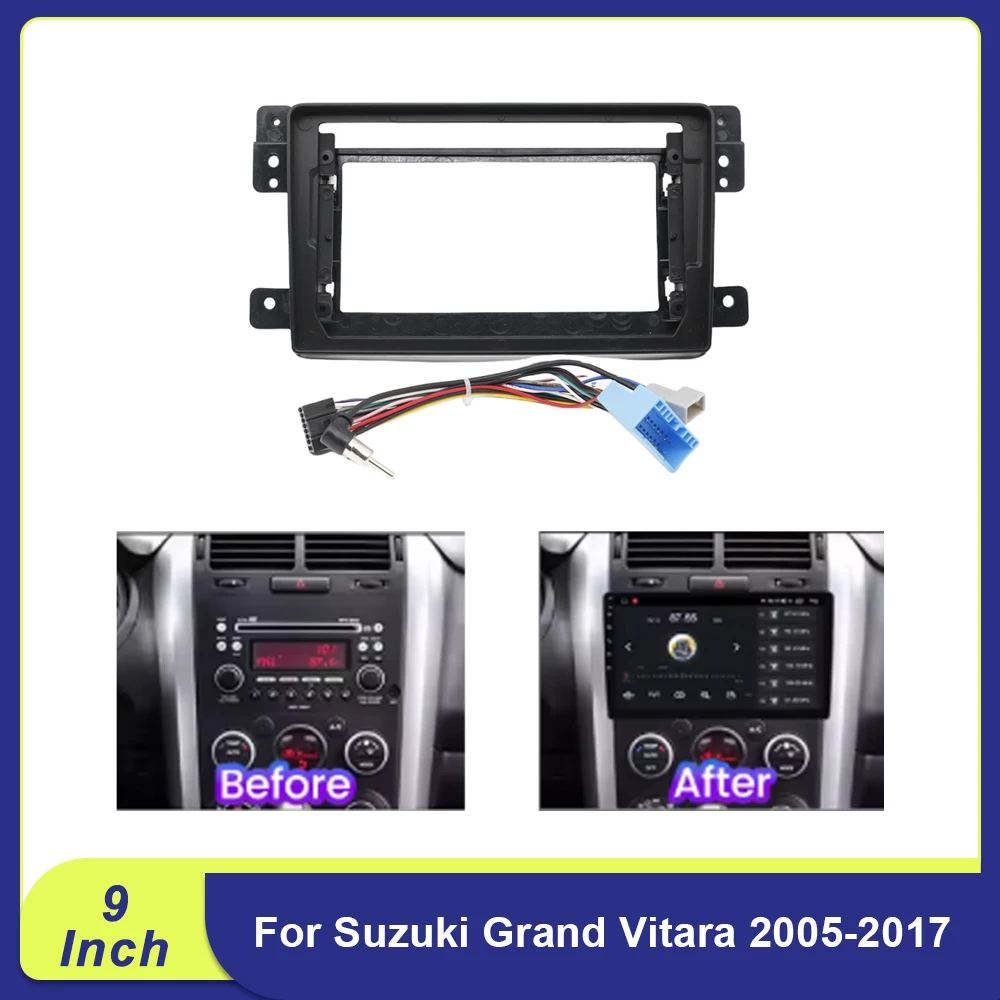 

For Suzuki Grand Vitara 2005-2017 9 Inch Car Radio Frame Dash Mount Kit Stereo GPS DVD Player Install Panel Adapter Fascia