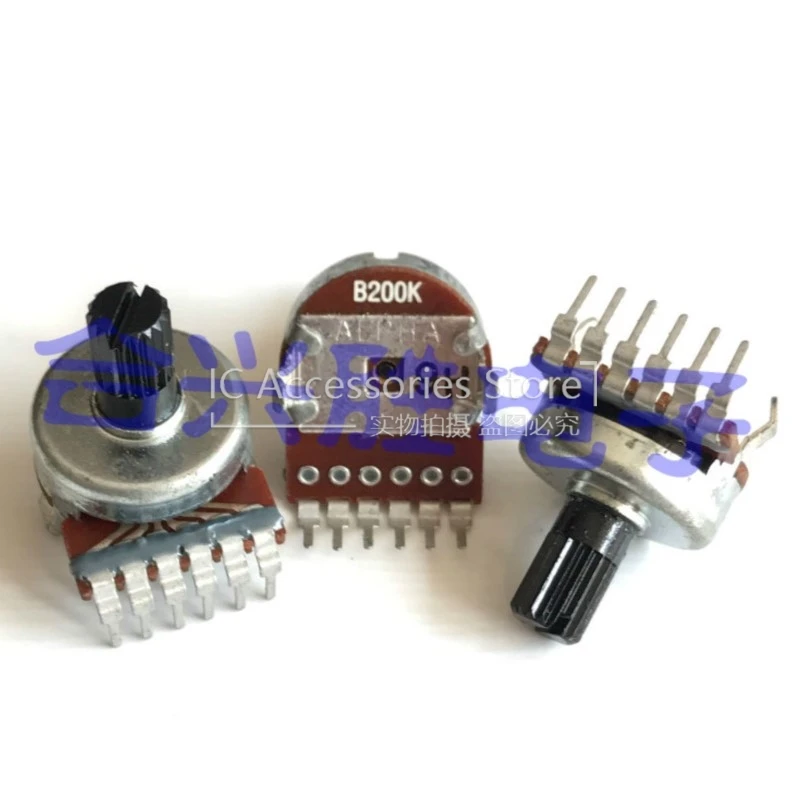 2PCS 161 Type B200K B204 Fever Sound Box Power Amplifier Volume Duplex Potentiometer 6Pin Flower Shaft Length 10MM