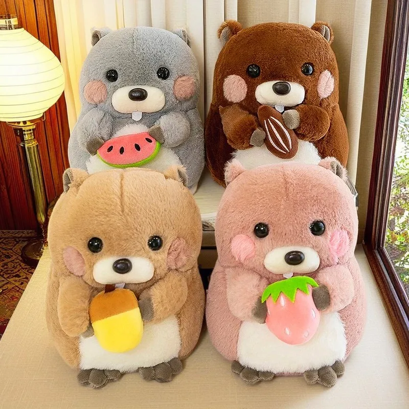 Kawaii 20/30/40cm 귀여운 Marmot 플러시 장난감 어린이를위한 음식 플러시 베개를 들고 부드러운 사랑스러운 햄스터 생일 어린이 선물