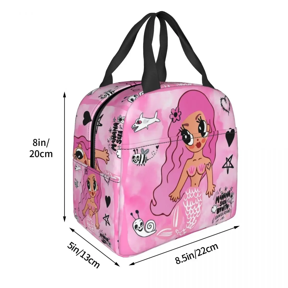 Karol G Pink Hair Bichota Bichota Heart Insulated Lunch Bags borsa termica riutilizzabile Large Tote Lunch Box Girl Boy College Outdoor