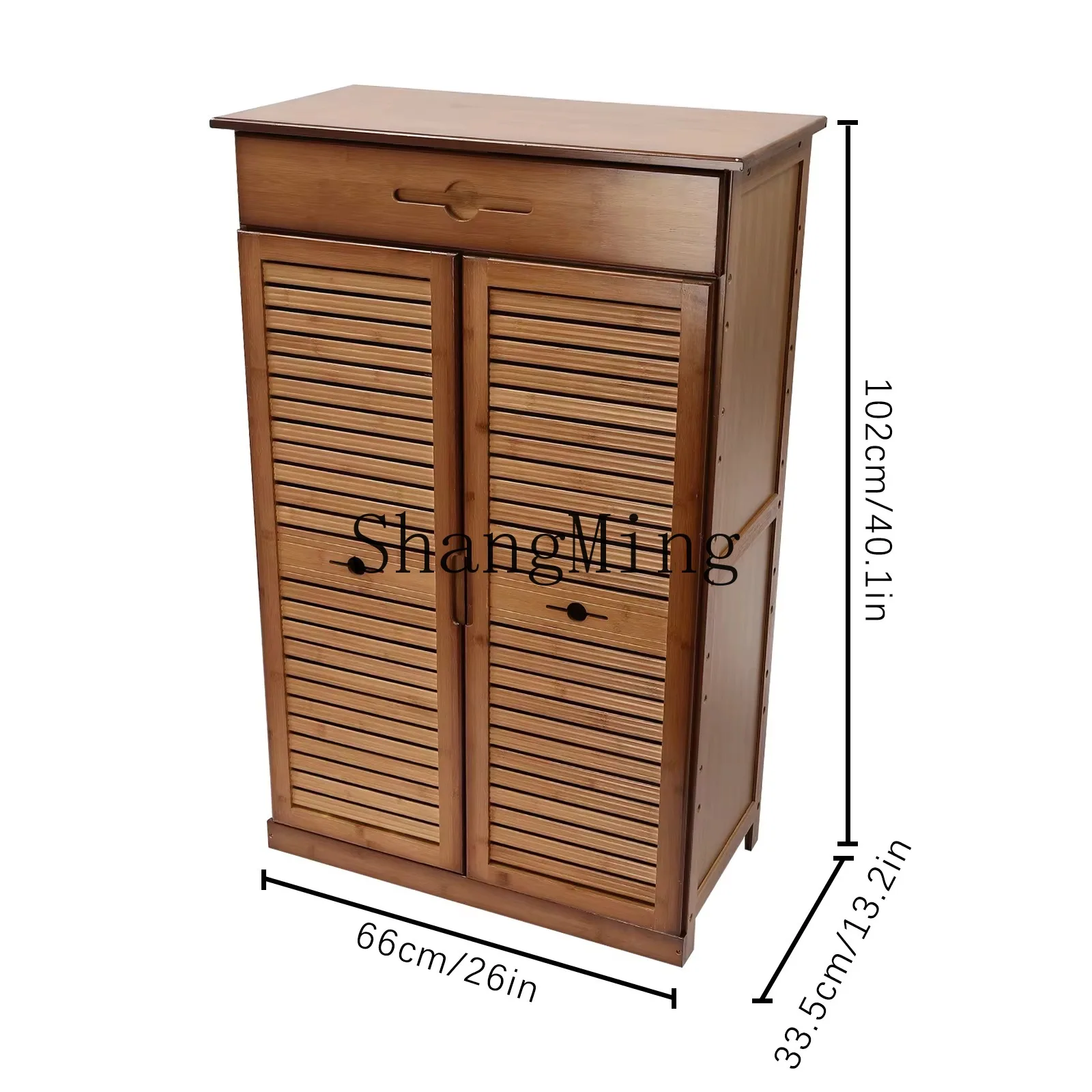 ZYY Premium Exquisite Bamboo Locker Vintage Brown Shoe Rack for