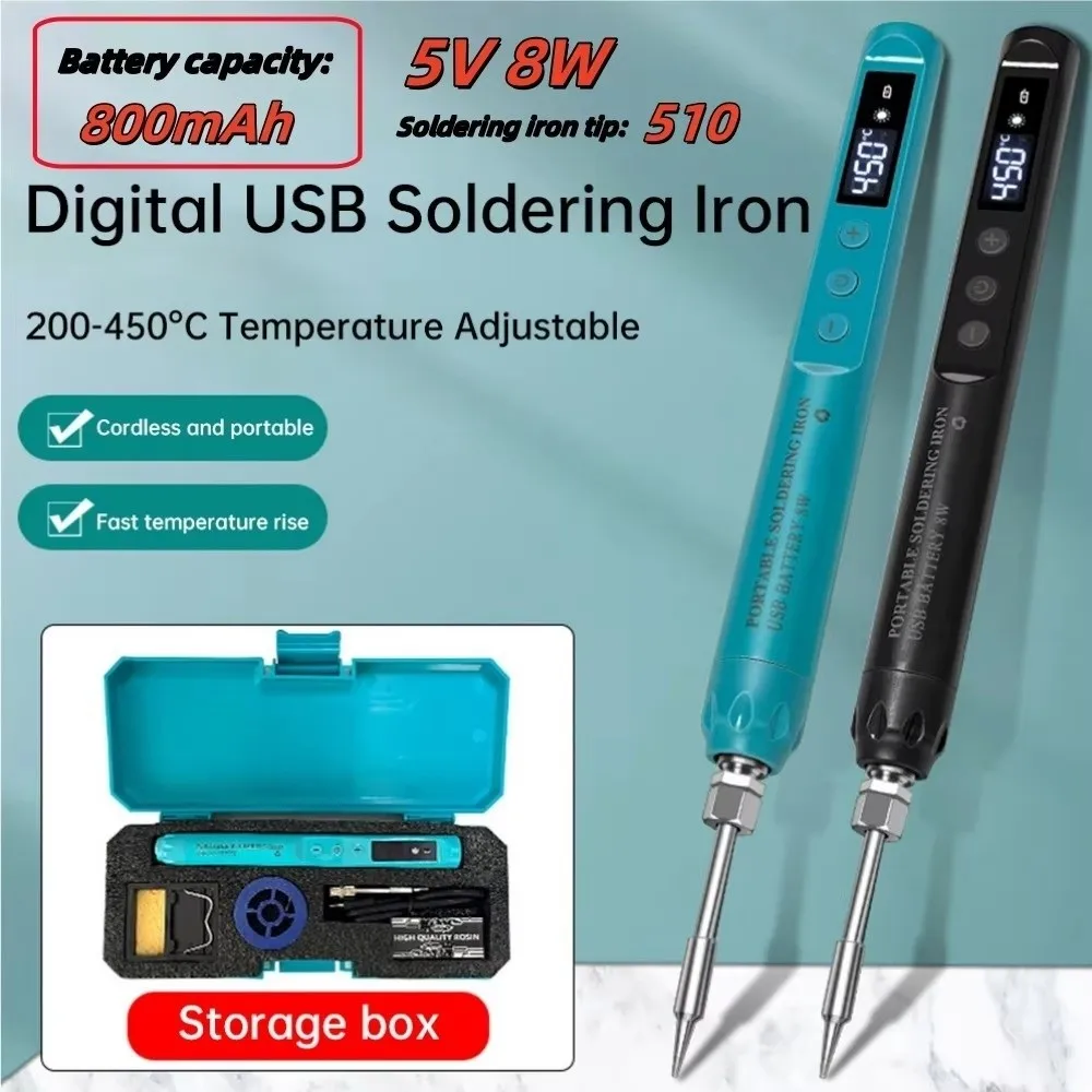 Digital Display USB Soldering Iron USB Powered Fast Heating Wireless Electric Iron Solder 200-450℃Range Constant Temperature