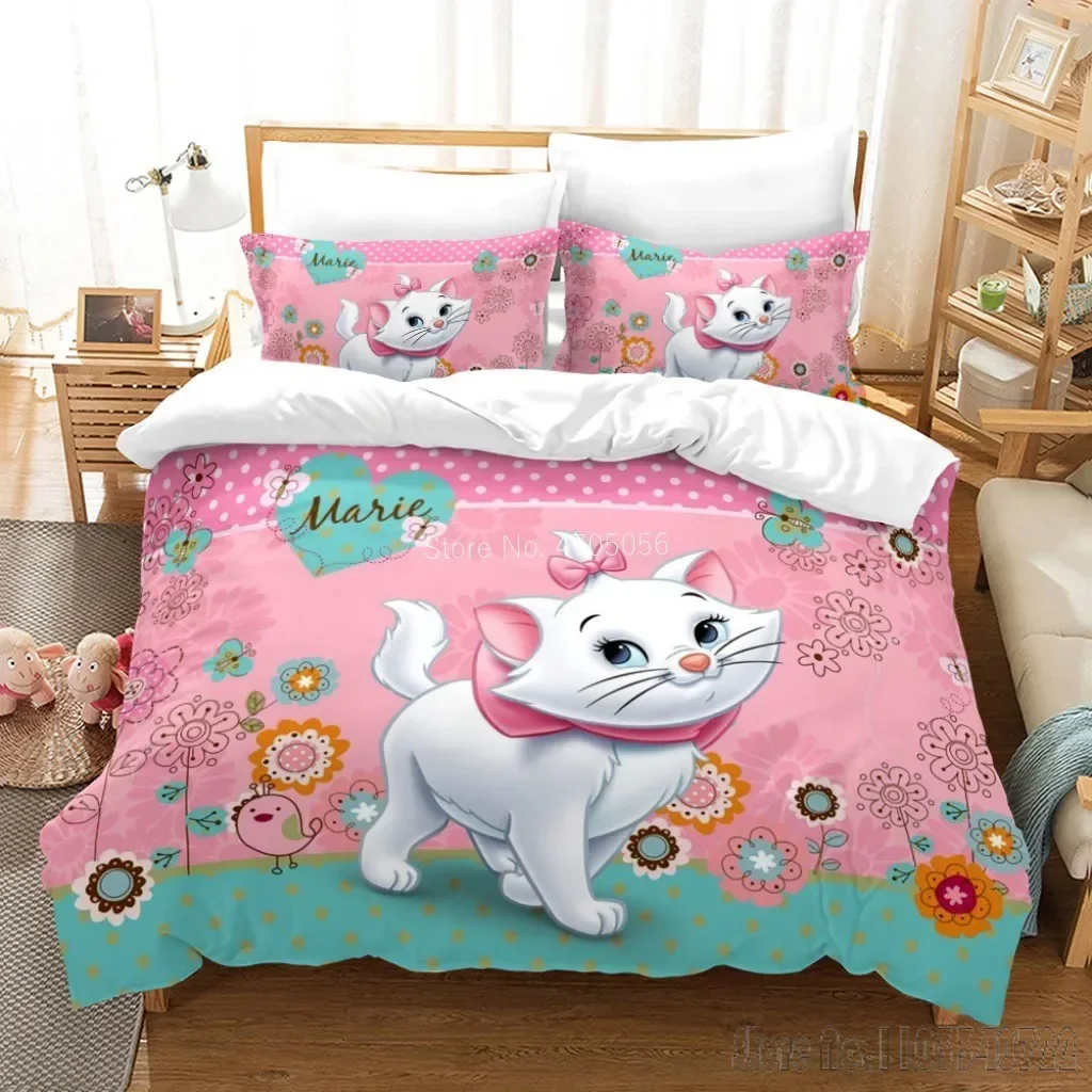 Cartoon Marie cat Duvet Cover Set HD Comforter Cover for Kids Bedding Sets Bedclothes Bedroom Decor