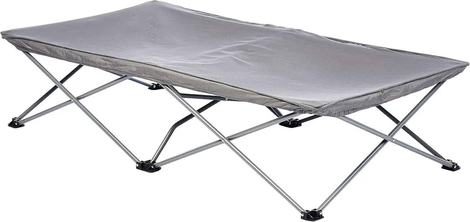 سرير أطفال محمول طويل جدًا باللون الرمادي مقاس 54 × 28 × 12 بوصة سرير سفر قابل للطي للأطفال من سن 2 إلى 8 سنوات