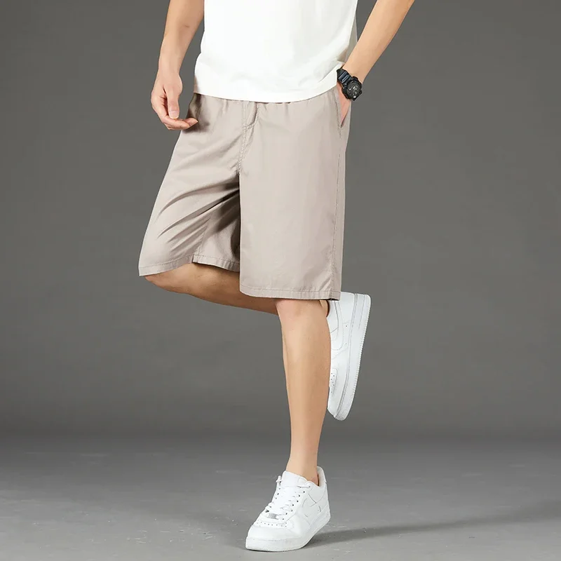 メンズ伸縮性ウエストコットンカーゴショーツサマー速乾ショーツリラックスフィットワークショーツルーズカジュアルウォッシュドランニングショートパンツ
