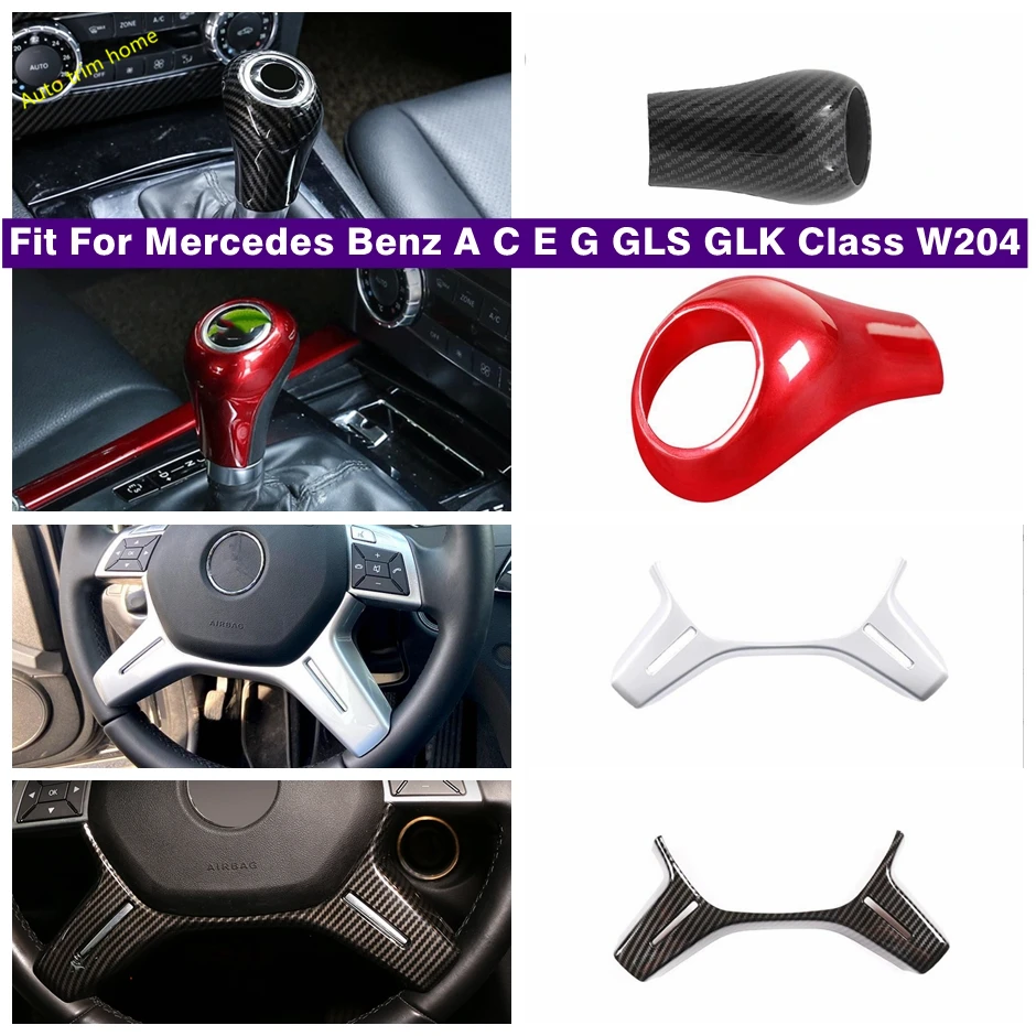 Gear Shift Knob Head Handball Steering Wheel Button Decoration Cover Trim For Benz A C E G GLS GLK Class W204 Car Accessories