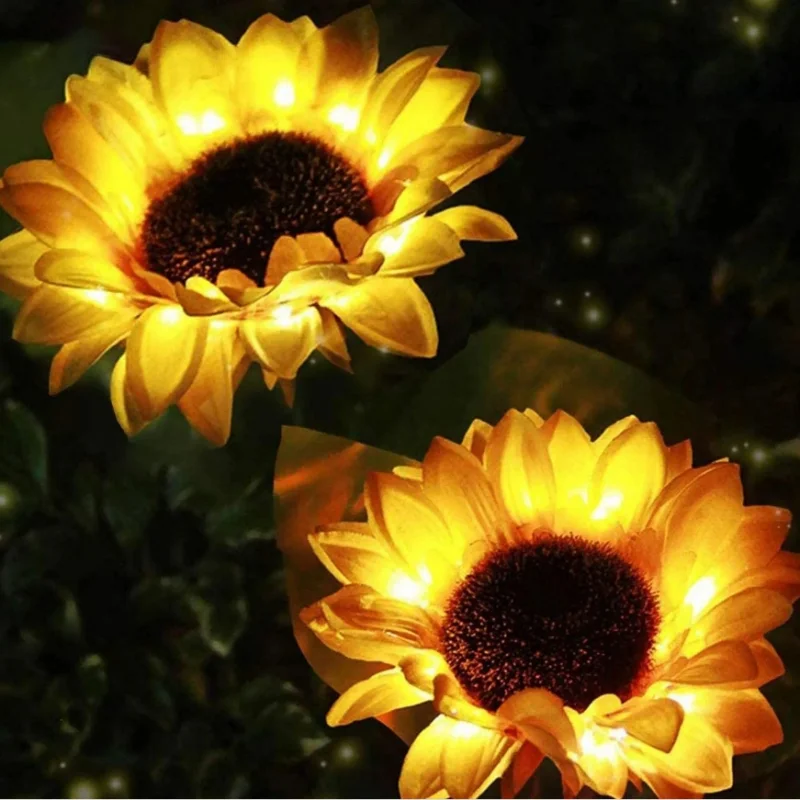 Sunflower Solar Lamp Ground Outdoor Waterproof Yard Power LED Artificial Flower Light for Courtyard Landscape Garden Decoration