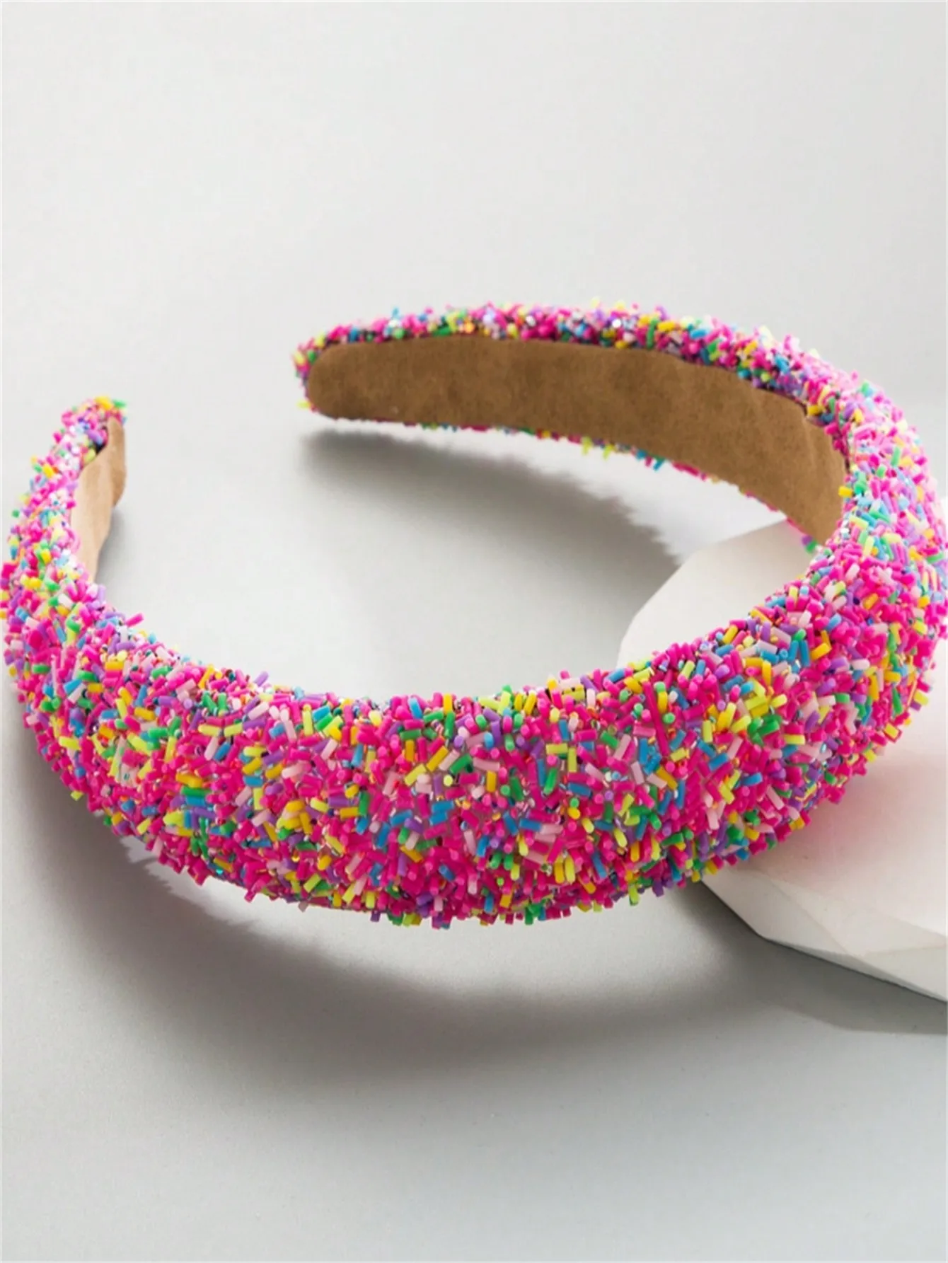 1 women\'s new summer fashion sponge wide edge colorful rice bead hair accessories headband trend light luxury headband