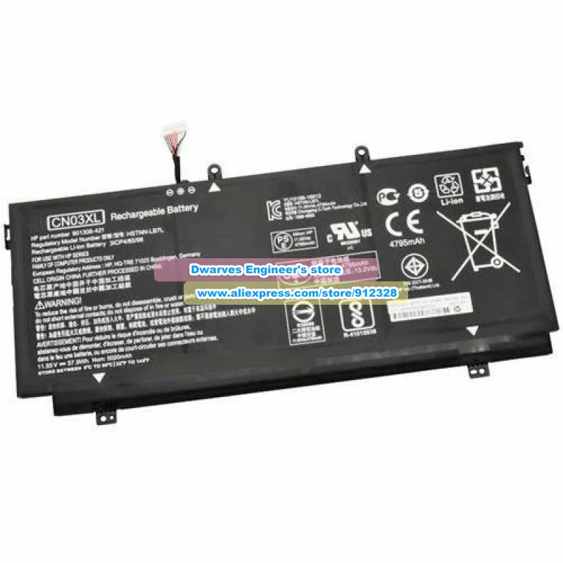 Genuine CN03XL SH03XL Battery 11.55V 4795mAh 57.95Wh HSTNN-LB7L for HP 13-AC033DX 13T-AB000 13-AB001 13-AB099 901308-421 901345