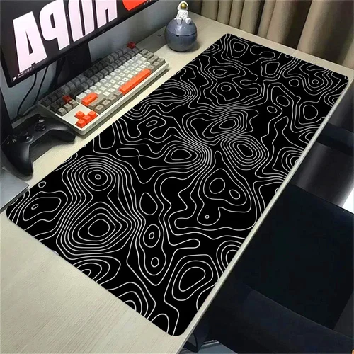 Alfombrilla de ratón topográfica Strata Liquid, alfombrilla negra de 500x1000 para jugadores, alfombrilla extendida de 900x400, alfombra de goma personalizada para oficina