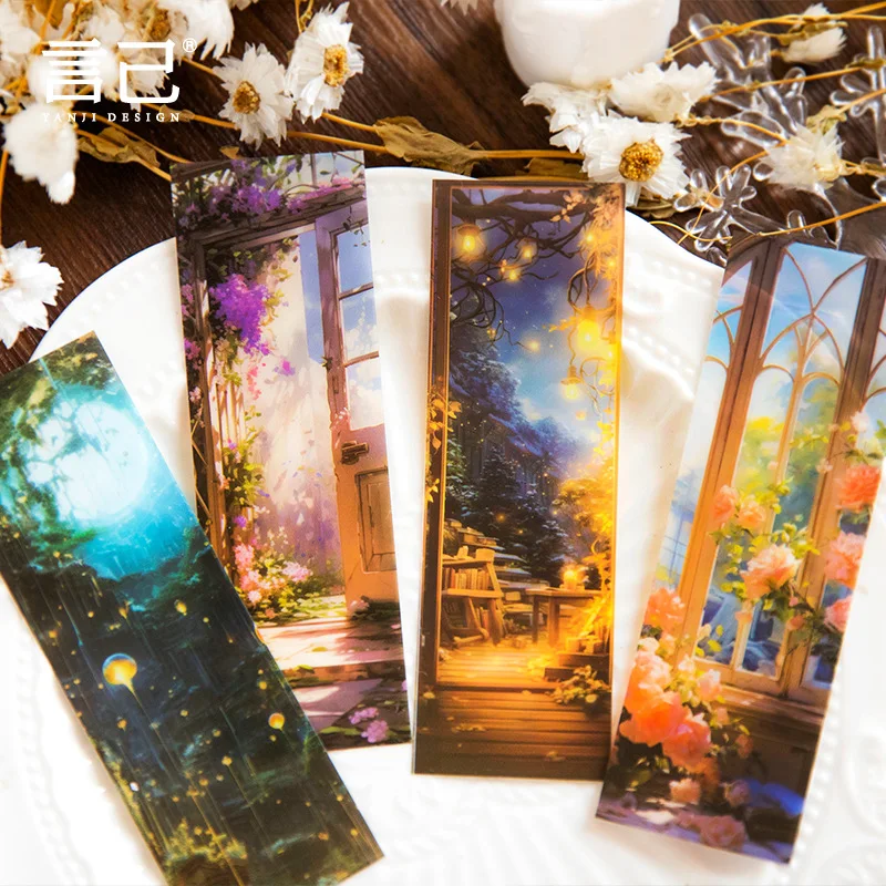 8 Pcs Transparent Creative Bookmarks Fantasy New World Card Paper Diy Decorative Material Bookmarks For Books Back To School