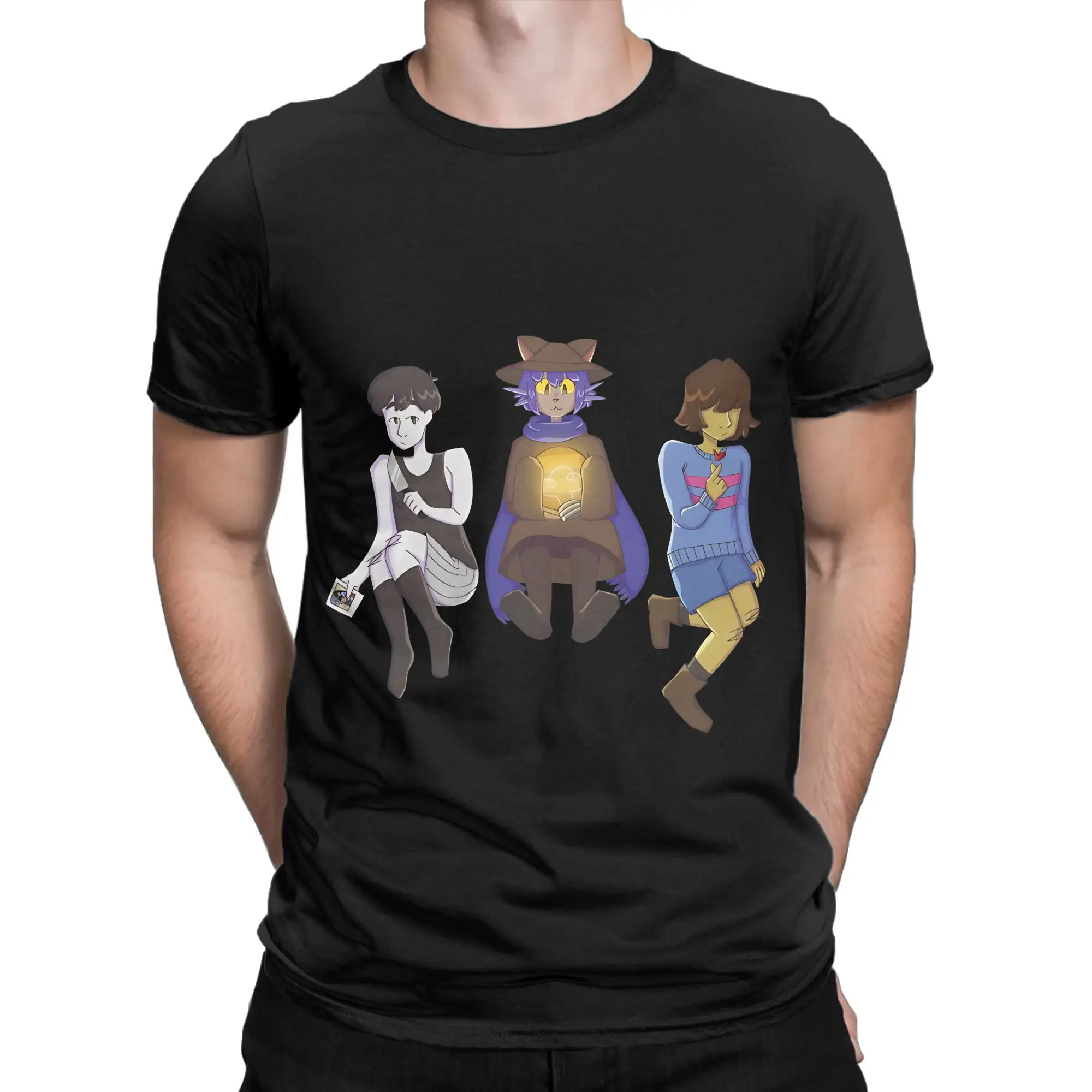 Omori Niko and Frisk Classic  Novelty Graphic 100% Cotton T-Shirt OneShot Tops Tees For Men