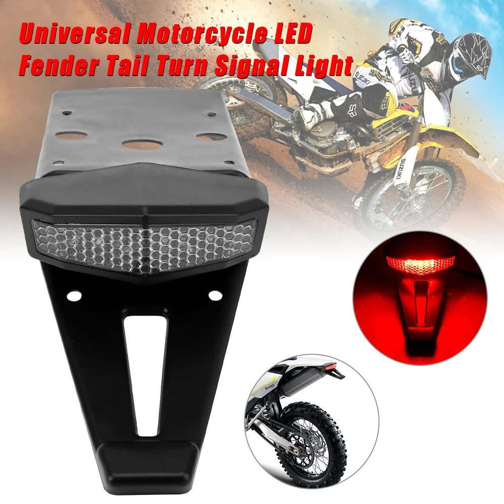 Motorcycle Tail Light With Bracket Universal LED Rear Tail Signal Lamp Brake Stop Indicator For ATV Bobber Enduro Dirt Bike