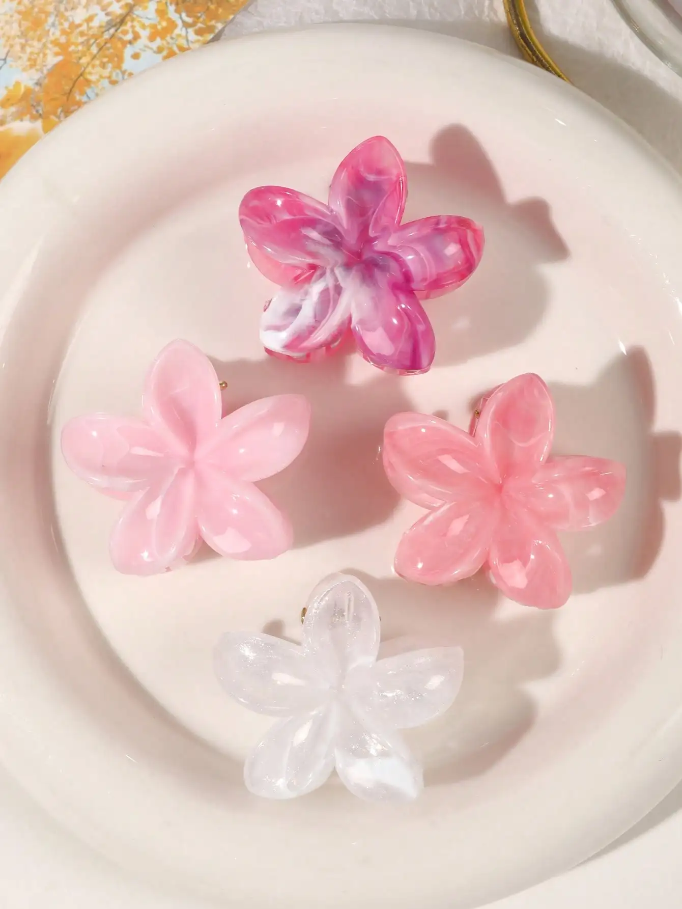 4 Stück mehrfarbige Blumen-Haarklammern für Frauen und Mädchen, rutschfest, niedlich, modisch, Haarschmuck, kleine Haarnadel, Krabben-Haarspange-Stil – Detail 26