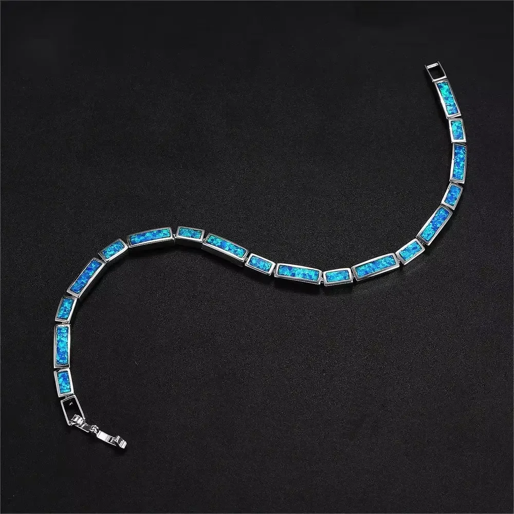 White Opal Charm Bracelets For Women Strip Shape Friendship Bracelets for Women Bijoux Wedding Jewelry Gifts for Girlfried