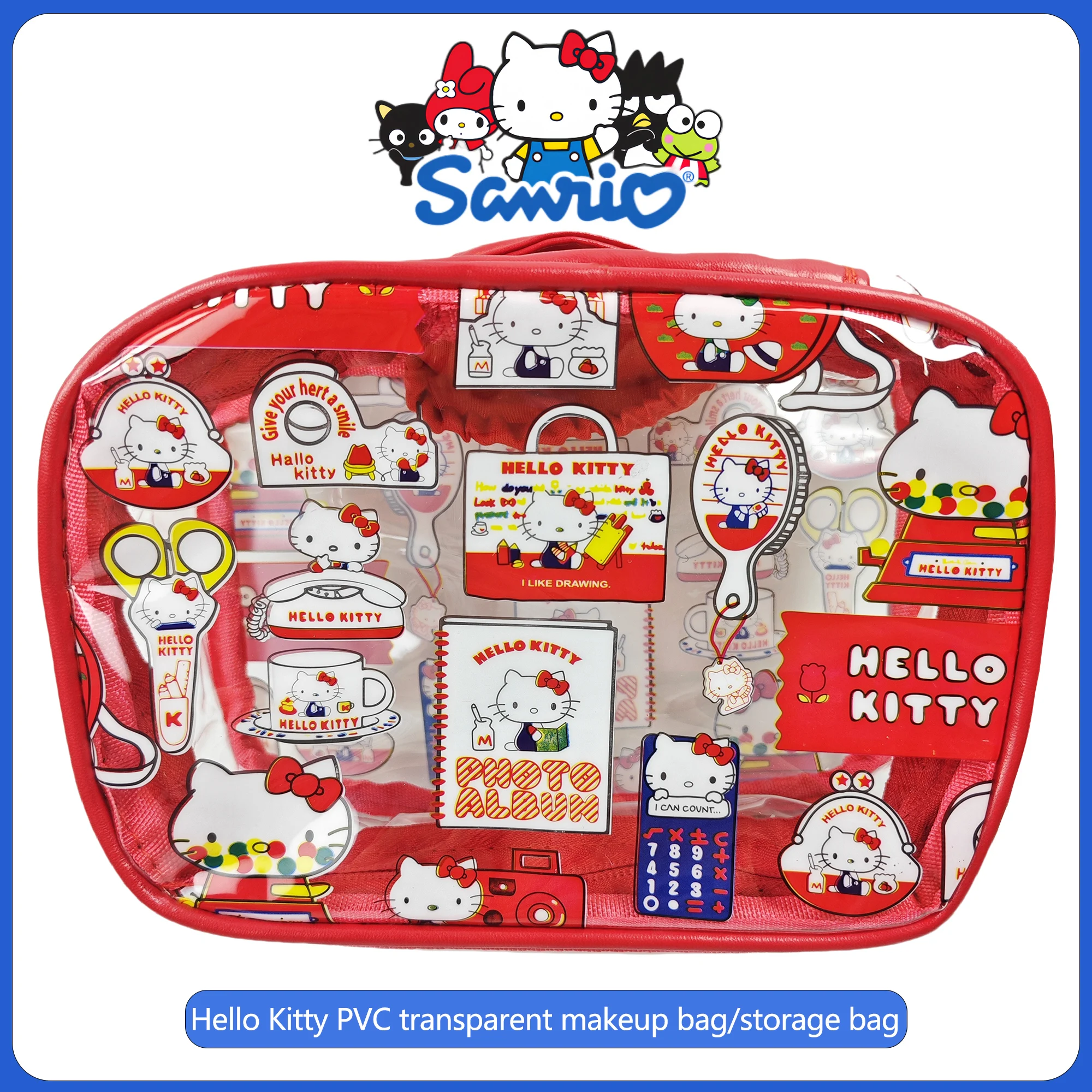 

New Sanrio Clear Makeup Bag Kawaii Cartoon Hello Kitty Waterproof Skincare Storage Bag Cute Portable Travel Bags Gifts for Girls